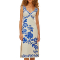 Product FARM RIO BLUE FLORAL CASCADE OFF-WHITE WAVY SLEEVELESS MIDI thumbnail image