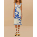 Product FARM RIO BLUE FLORAL CASCADE OFF-WHITE WAVY SLEEVELESS MIDI thumbnail image