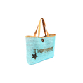 Product LES TROPEZIENNES  PAN-TZ-01 ΤΣΑΝΤΑ ΘΑΛΑΣΣΗΣ ΥΦΑΣΜΑ ΜΕ ΓΡΑΜΜΑΤΑ TURQUOISE (Διαστάσεις: 50 x 36 x 15εκ.) thumbnail image