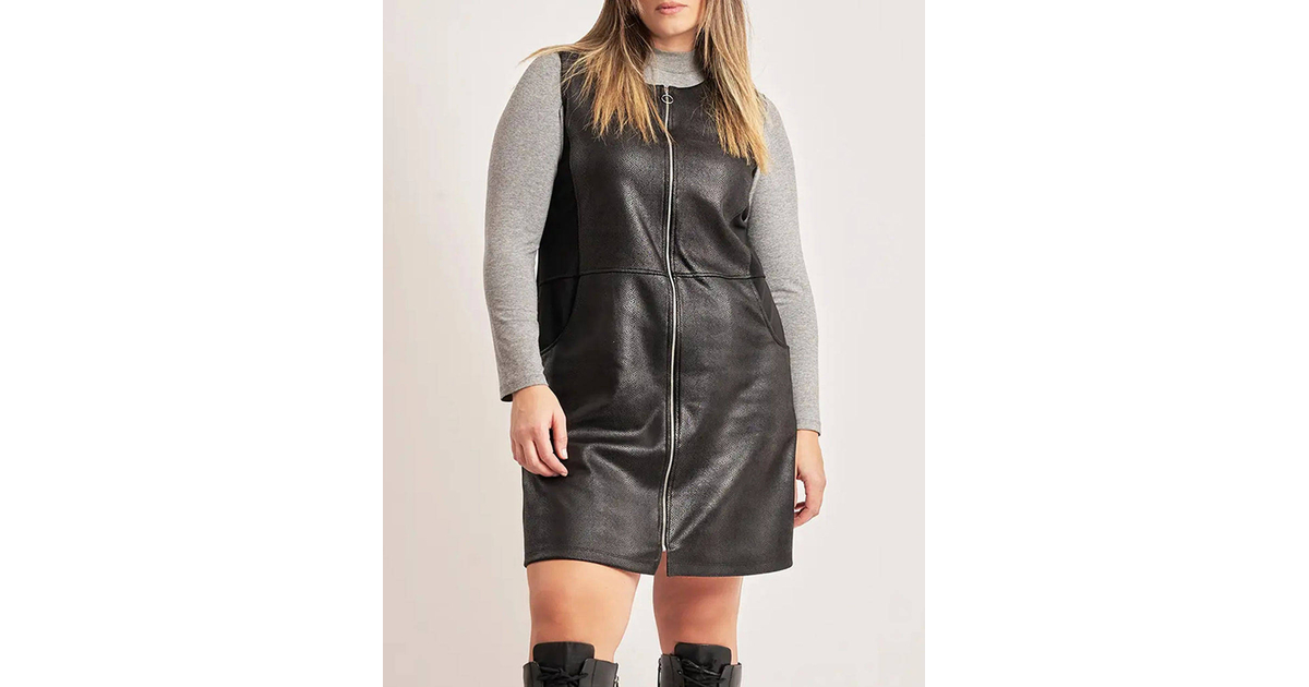 PARABITA Φόρεμα ελαστικό δερματίνη με φερμουάρ