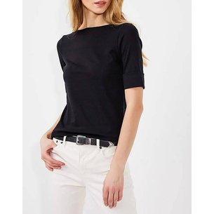 Product LAUREN RALPH LAUREN RFND STRTCH 1X1 RIB-ELB SLV BT NK TOP base image