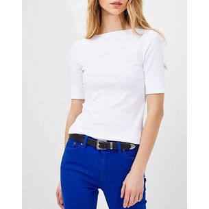 Product LAUREN RALPH LAUREN RFND STRTCH 1X1 RIB-ELB SLV BT NK TOP base image