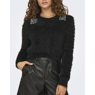 Product ONLY ONLSURI LS BLING CROP O-NECK PRM KNT base image
