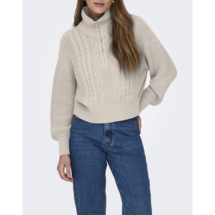 Product ONLY ONLDORITTA LS CABLE ZIP HIGH NECK KNTNCA base image