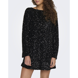 Product ONLY ONLANIKA SEQUINS LS BOW DRESS WVN base image