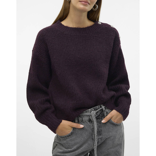 Product VERO MODA VMMEILANI LS O-NECK BUTTON PULLOVER GA base image
