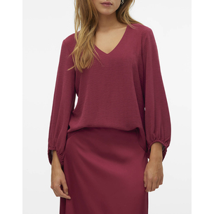 Product VERO MODA VMOLIVIA L/S V-NECK TOP WVN BTQ GA base image