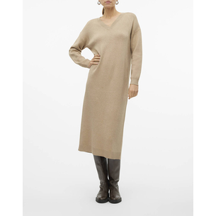 Product VERO MODA VMGOLD LS V-NECK 7/8 DRESS GA base image