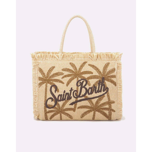 Product MC2 VANITY STRAW N-STRAW BAG WITH HANDLE-PALM 18 EMB (Dimensions: 33 x 27cm.) base image