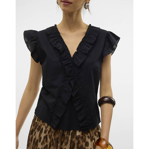 Product AWARE BY VERO MODA VMROXANNE SL V-NECK RUFFLE TOP VMA base image
