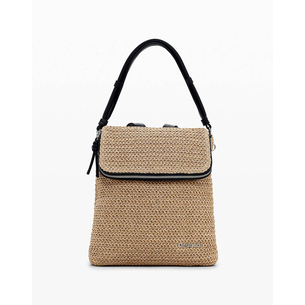 Product DESIGUAL D2 BACK_HALF LOGO RAFFIA H BAG FOR WOMEN (Dimensions: 27 x 29 x 11.5cm.) base image