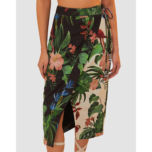 Product FARM RIO MIDNIGHT MACAW FIESTA MIX MIDI SKIRT base image