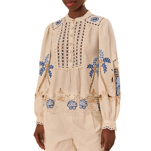 Product FARM RIO ROMANTIC RICHILIEU OFF-WHITE BLOUSE base image