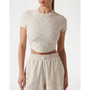 Product GUESS PEONY JACQUARD KNIT - RECY POLY-COTTON JACQ SPONGE WOMEN'S TOP base image