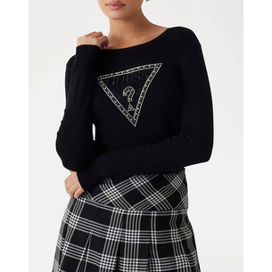 Product GUESS IVORY TRIANGLE LOGO RN LS SWTR ΠΛΕΚΤΟ ΓΥΝΑΙΚΕΙΟ base image