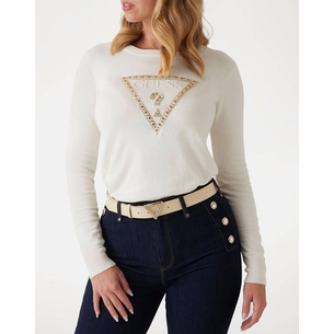 Product GUESS IVORY TRIANGLE LOGO RN LS SWTR ΠΛΕΚΤΟ ΓΥΝΑΙΚΕΙΟ base image