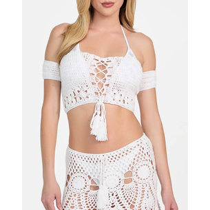 Product GUESS  CROCHET TOP - ACRYLIC CROCHET YARN ΜΠΛΟΥΖΑ W base image