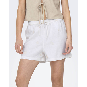 Product ONLY ONLCARO MW LINEN BL EMB SHORTS CC PNT base image