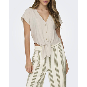 Product ONLY ONLSIESTA SS KNOT LIN BL SHIRT PNT NOOS base image