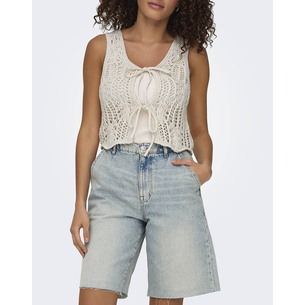 Product ONLY ONLLIZZY LIFE SL CROCHET TIE VEST KNT base image