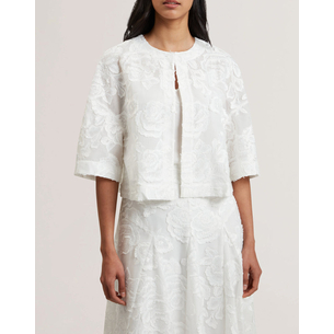 Product TED BAKER FAELA Collarless boxy fit cropped shirt base image