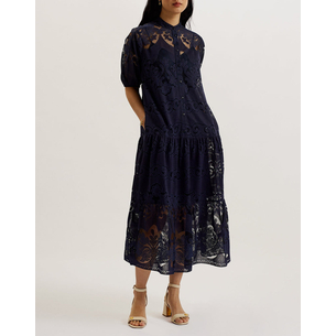 Product TED BAKER XATIVA laced midi Shirt Dress With Puff Sleeve base image