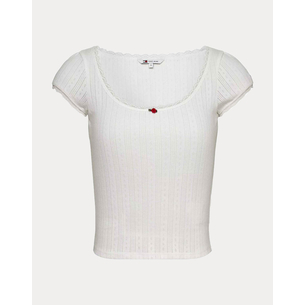 Product TOMMY JEANS TJW SLIM SH POINTELLE SS TEE EXT base image