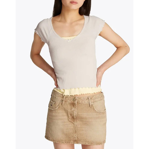 Product TOMMY JEANS TJW SLIM VNECK GMD RIB SS base image