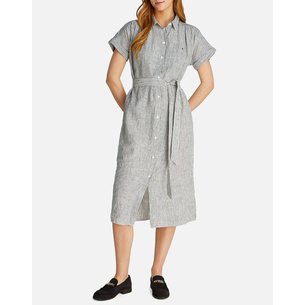 Product TOMMY HILFIGER ESS LINEN S/S MIDI SHIRT DRESS base image