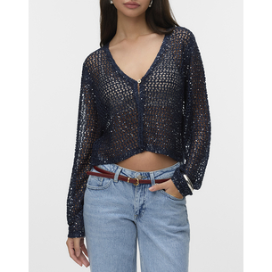 Product VERO MODA VMLEILANI GLITTER LS V-NECK SHORT CARDI base image