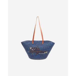 Product LES TROPEZIENNES MIL-TZ-01 ΤΣΑΝΤΑ ΘΑΛΑΣΣΗΣ ΨΑΘΑ ΜΕ ΓΡΑΜΜΑΤΑ DARK-BLUE (Διαστάσεις: 52 x 31 x 17 εκ.) base image