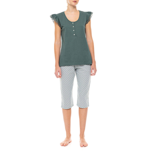 Product PINK LABEL PYJAMA CAPRI FOREST GREEN GEO base image