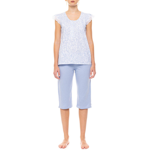 Product PINK LABEL PYJAMA CAPRI ICE BLUE FLEUR base image