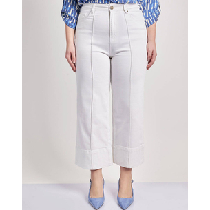 Product PARABITA Παντελόνι cropped λευκό denim με ραφές base image