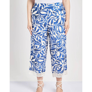 Product PARABITA Παντελόνα εμπριμέ φλοράλ cropped σε όψη λινό base image