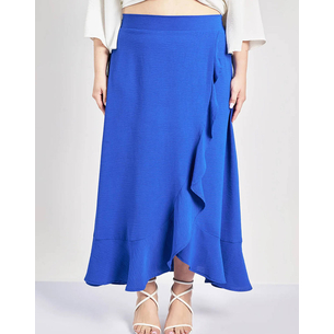 Product PARABITA Μάξι κρουαζέ φούστα με βολάν washed ανάγλυφο base image