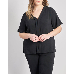 Product PARABITA Μπλούζα washed με V και πιέτα μπροστά base image