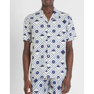 Product ANTONY MORATO MMSS00171FA430635 MIN OF 6 SHIRT HONOLULU REGULAR STRAIGHT FIT IN PRINTED COTTON VISCOSE BLEND FABRIC WITH LOGOED METAL BADGE ΜΠΛΟΥΖΑ ΑΝΔΡΙΚΟ base image