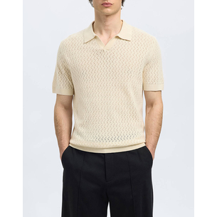 Product SELECTED SLHLINO SS KNIT CROCHET OPEN POLO base image
