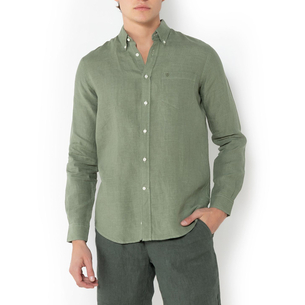 Product THE BOSTONIANS LINEN SHIRT REGULAR FIT Plain LINEN Button-down Regular Fit base image