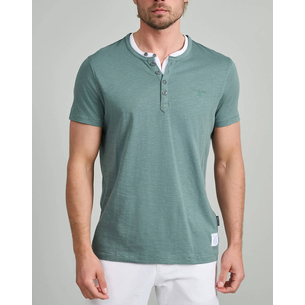 Product NAVY&GREEN V-NECK T-SHIRT WITH BUTTONS base image