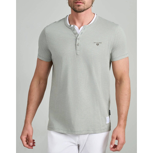 Product NAVY&GREEN V-NECK T-SHIRT WITH BUTTONS base image