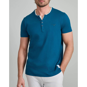 Product NAVY&GREEN V-NECK T-SHIRT WITH BUTTONS base image