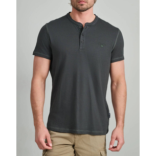 Product NAVY&GREEN V-NECK T-SHIRT WITH BUTTONS base image