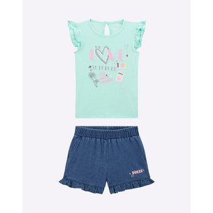 Product GUESS  SET SST-SHIRT+STRDEN - MID ORGANIC CO STR JERSEY 160 ΣΕΤ ΠΑΙΔΙΚΟ GIRL base image
