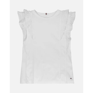 Product TOMMY HILFIGER BRODERIE ANGLAISE KNIT TOP SS base image