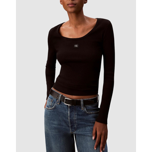 Product CALVIN KLEIN JEANS LS WOVEN LABEL 2X2 RIB SCOOP NEC base image
