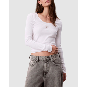 Product CALVIN KLEIN JEANS LS WOVEN LABEL 2X2 RIB SCOOP NEC base image