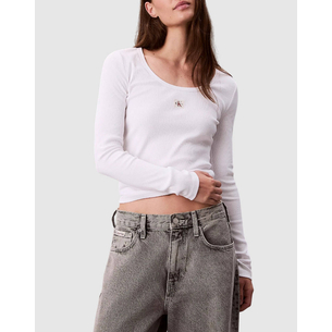 Product CALVIN KLEIN JEANS LS WOVEN LABEL 2X2 RIB SCOOP NEC base image