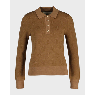 Product GANT LS MONOGRAM KNIT POLO SWEATER base image
